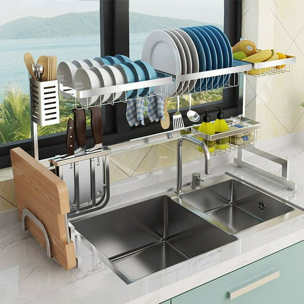 Details about  / Sink Drain Holder Drainer Drying Kitchen Storage Capacity Dish Rack Space Saver
